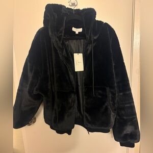 NWT faux fur hooded jacket